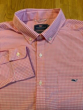 Vineyard Vines Shirt Mens XL Performance Classic Fit Tucker peach white